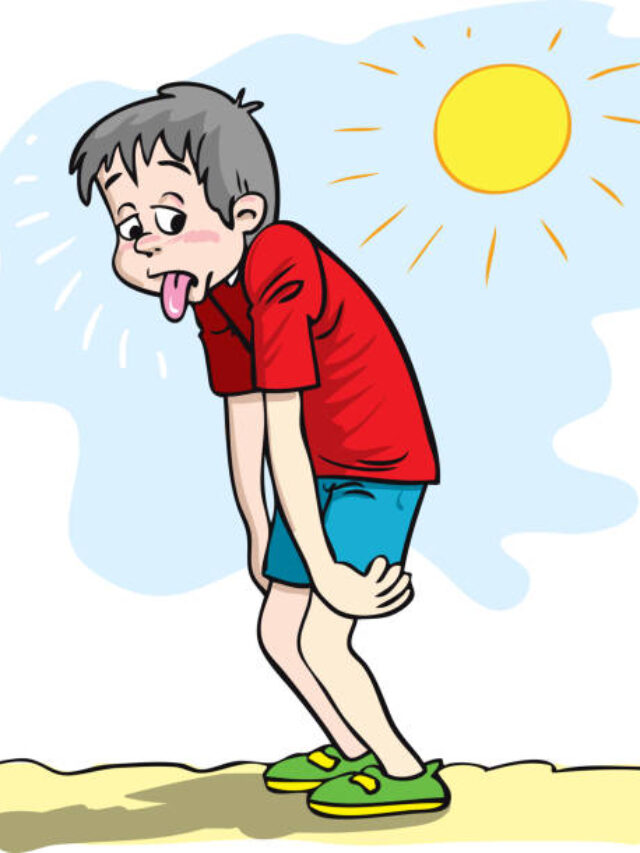 Illustration of a boy sweating summer days